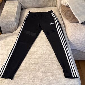 adidas Kids Black Joggers with White Stripes